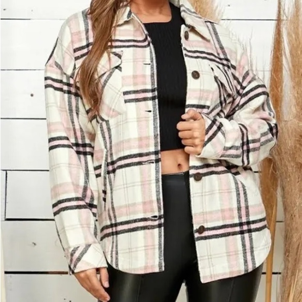 Plaid Button-Up Shirt Jacket